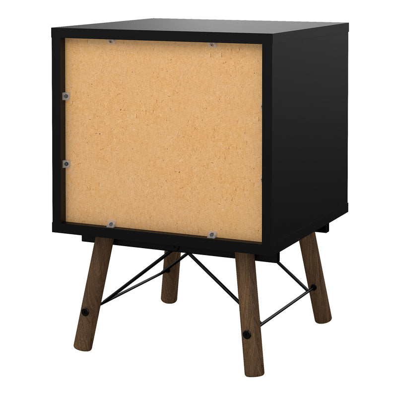 Ry Bedside Cabinet 2 Drawer in Matt Black Walnut — alternative angle