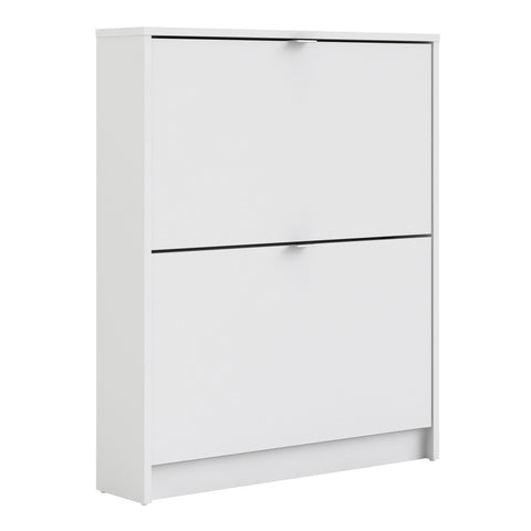 Shoes Shoe Cabinet 2 Flip Down Doors and 1 layer in White — front view
