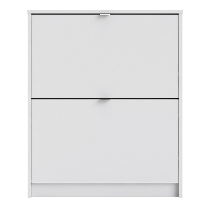 Shoes Shoe Cabinet 2 Flip Down Doors and 1 layer in White — side angle