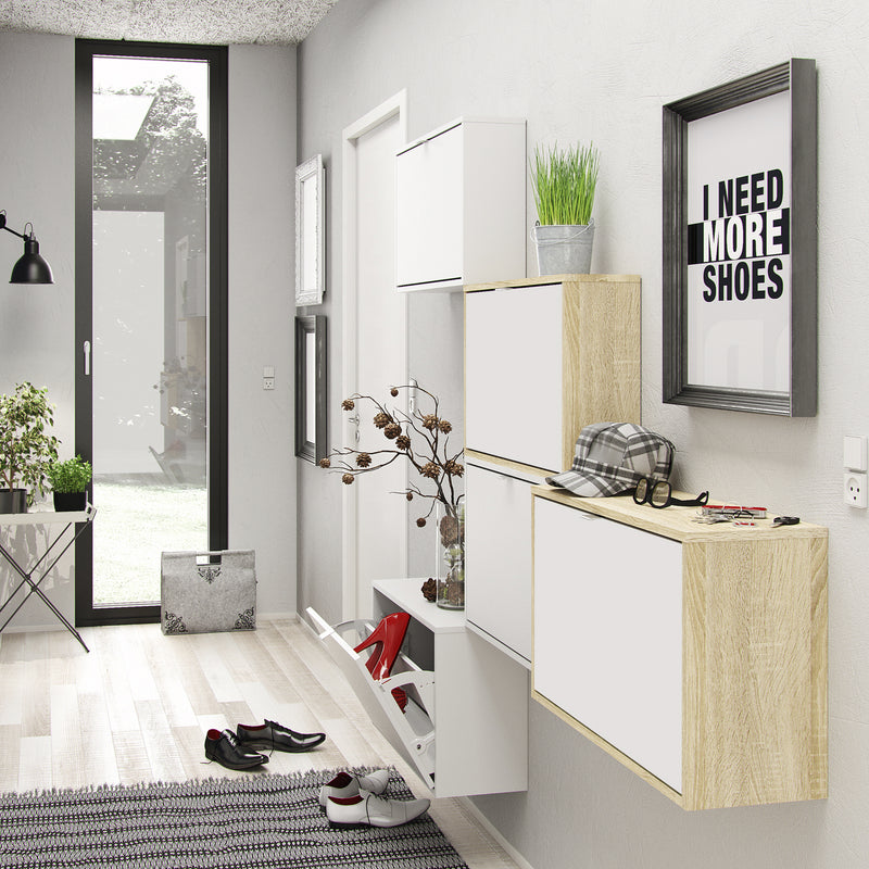 Shoes Shoe Cabinet 2 Flip Down Doors and 1 layer in White — alternative angle