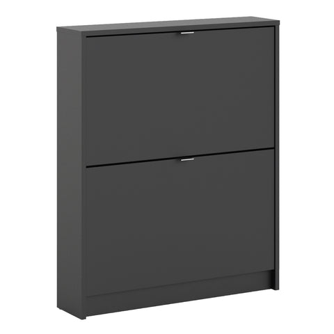 Shoes Shoe Cabinet 2 Flip Down Doors and 1 layer in Matt Black — front view