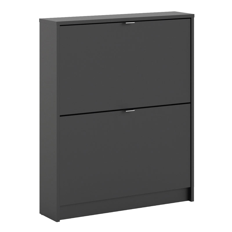 Shoes Shoe Cabinet 2 Flip Down Doors and 1 layer in Matt Black — front view