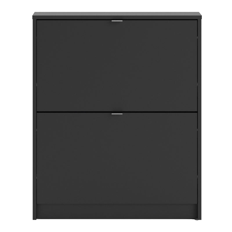 Shoes Shoe Cabinet 2 Flip Down Doors and 1 layer in Matt Black — side angle