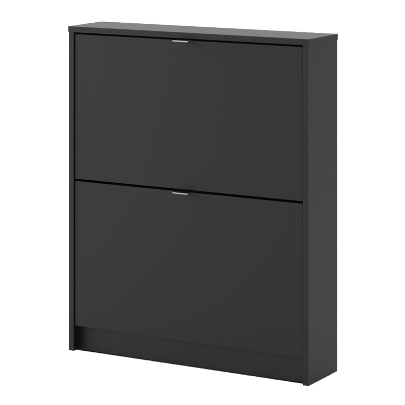 Shoes Shoe Cabinet 2 Flip Down Doors and 1 layer in Matt Black — detail view