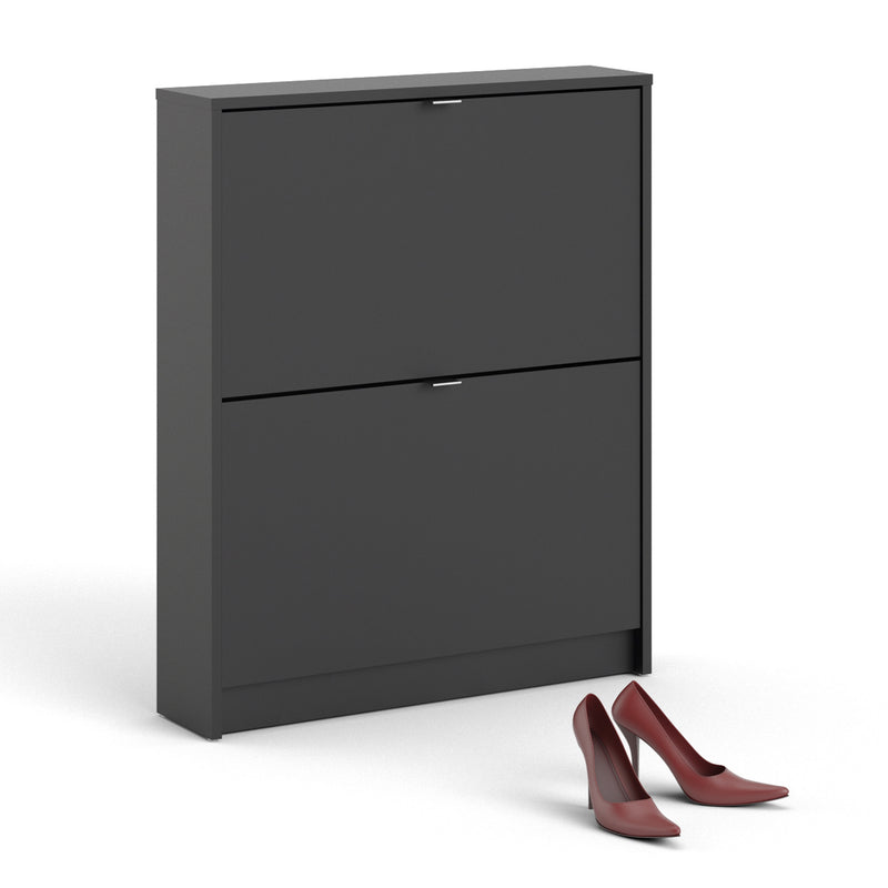 Shoes Shoe Cabinet 2 Flip Down Doors and 1 layer in Matt Black — alternative angle