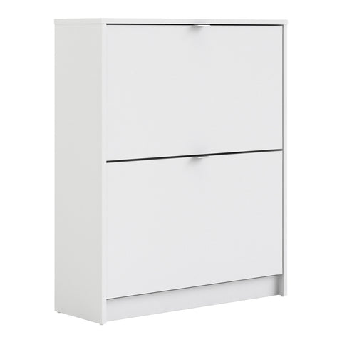 Shoes Shoe Cabinet 2 Flip Down Doors and 2 layers in White — front view