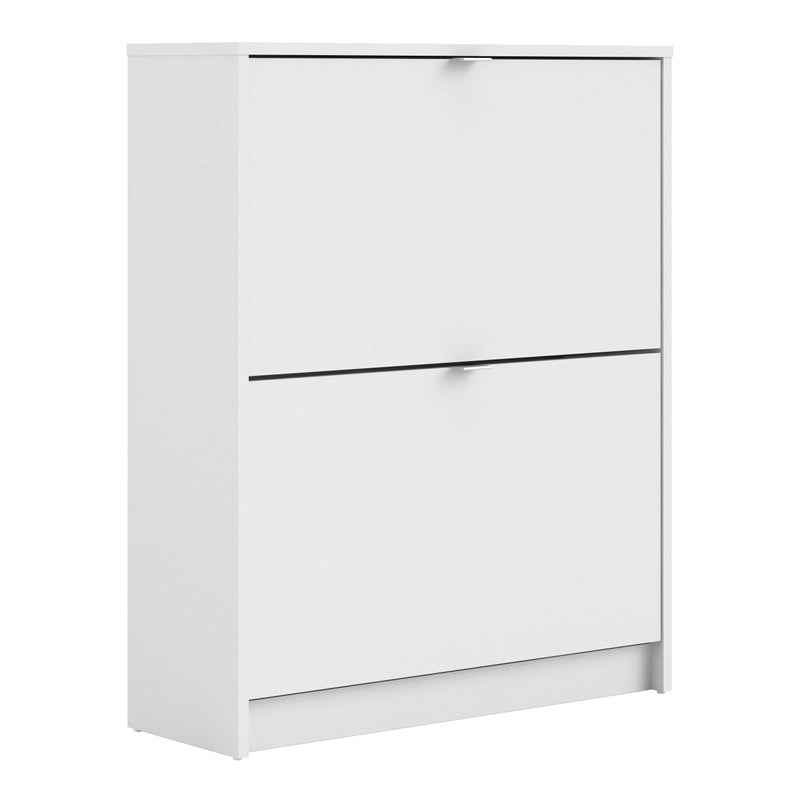 Shoes Shoe Cabinet 2 Flip Down Doors and 2 layers in White — front view