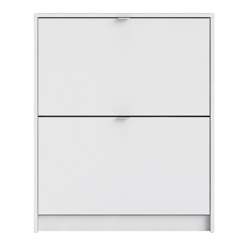 Shoes Shoe Cabinet 2 Flip Down Doors and 2 layers in White — side angle