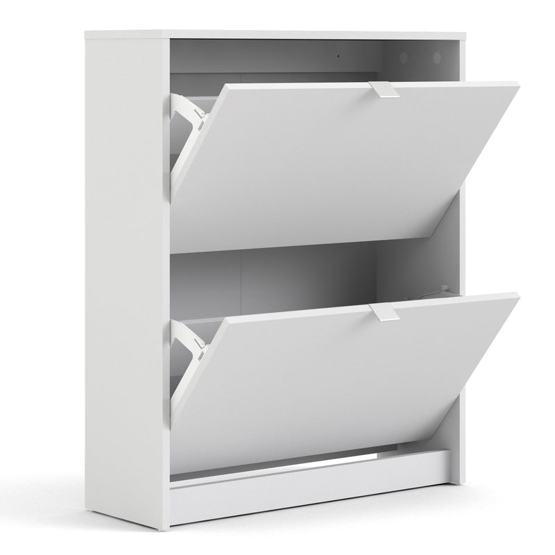 Shoes Shoe Cabinet 2 Flip Down Doors and 2 layers in White — alternative angle