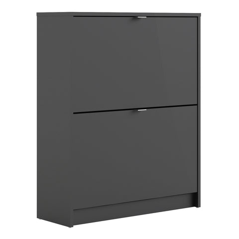 Shoes Shoe Cabinet 2 Flip Down Doors and 2 layers in Matt Black — front view