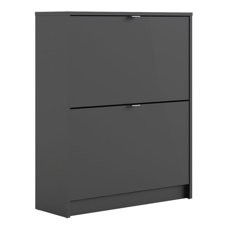 Shoes Shoe Cabinet 2 Flip Down Doors and 2 layers in Matt Black — front view