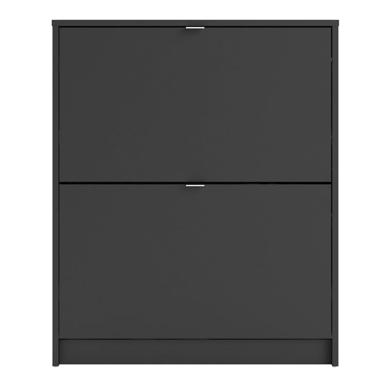 Shoes Shoe Cabinet 2 Flip Down Doors and 2 layers in Matt Black — side angle