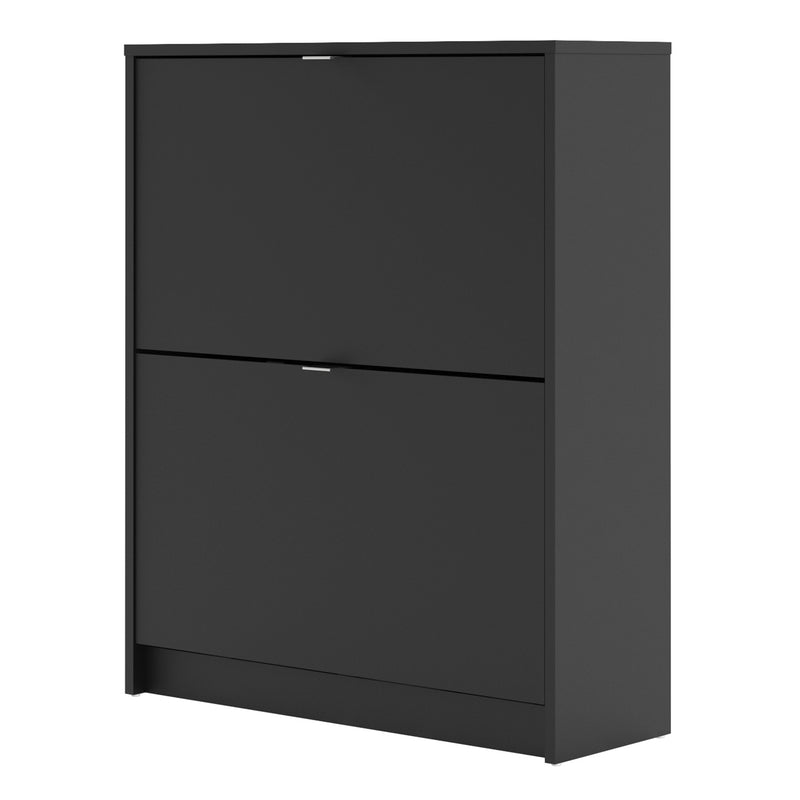 Shoes Shoe Cabinet 2 Flip Down Doors and 2 layers in Matt Black — detail view