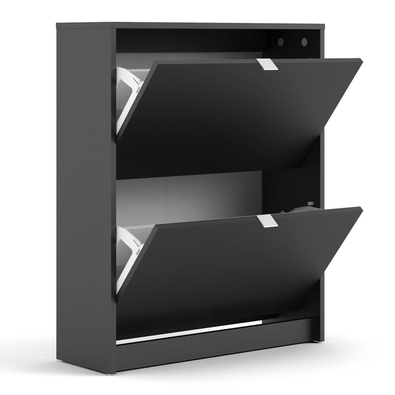 Shoes Shoe Cabinet 2 Flip Down Doors and 2 layers in Matt Black — alternative angle
