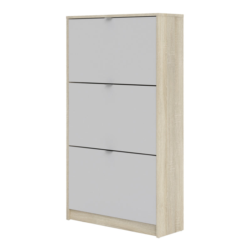 Shoes Shoe Cabinet 3 Flip Down Doors and 2 layers Oak structure White — detail view