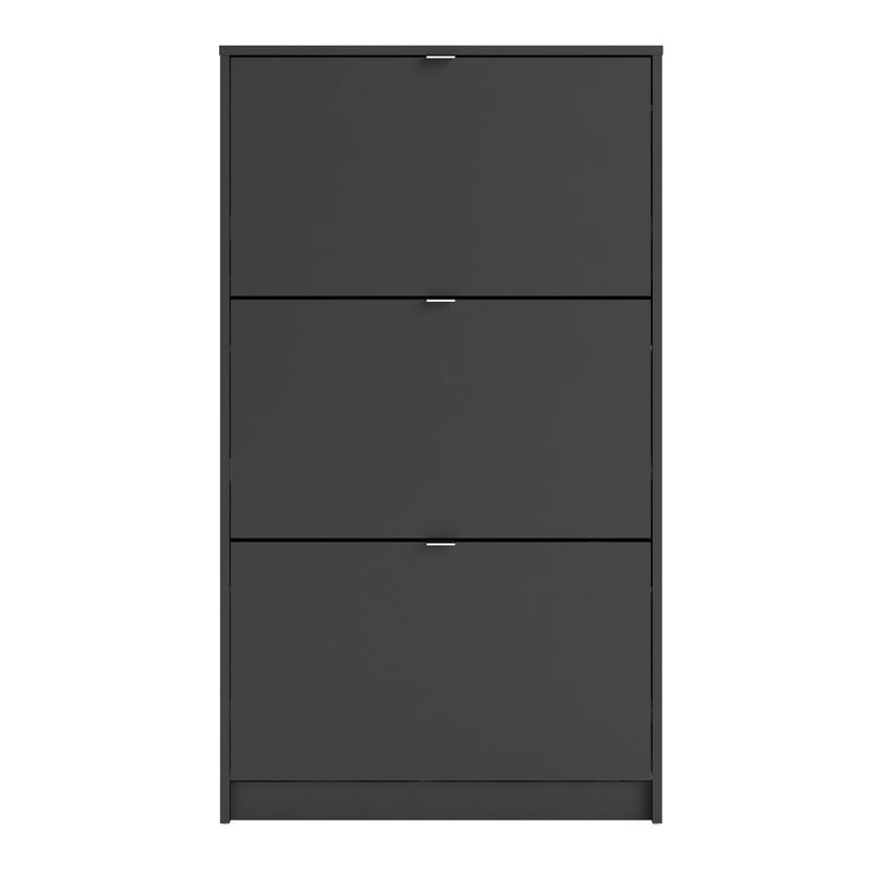 Shoes Shoe Cabinet 3 Flip Down Doors and 2 layers in Matt Black — side angle