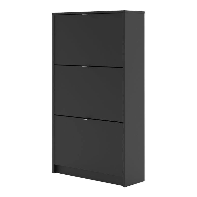 Shoes Shoe Cabinet 3 Flip Down Doors and 2 layers in Matt Black — detail view