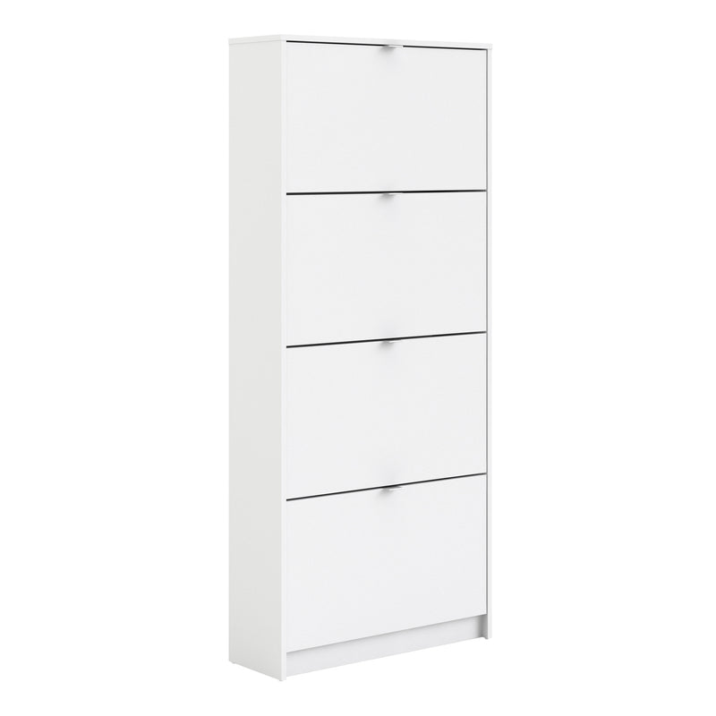 Shoes Shoe Cabinet 4 Flip Down Doors and 2 layers in White — front view