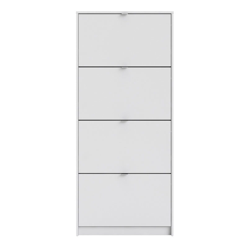 Shoes Shoe Cabinet 4 Flip Down Doors and 2 layers in White — side angle