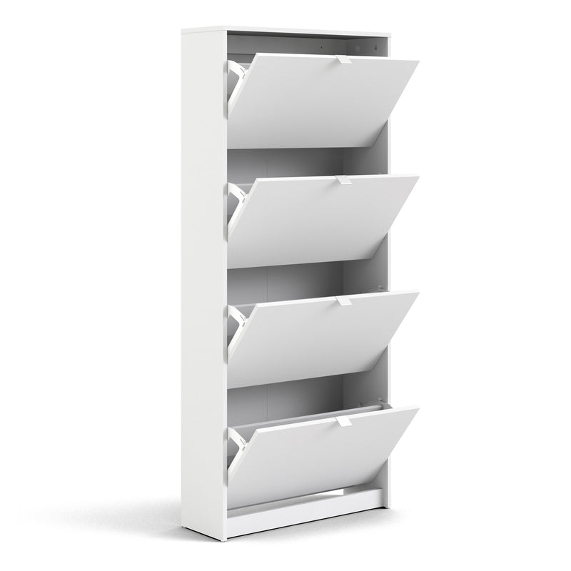 Shoes Shoe Cabinet 4 Flip Down Doors and 2 layers in White — alternative angle