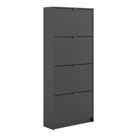 Shoes Shoe Cabinet 4 Flip Down Doors and 2 layers in Matt Black — front view