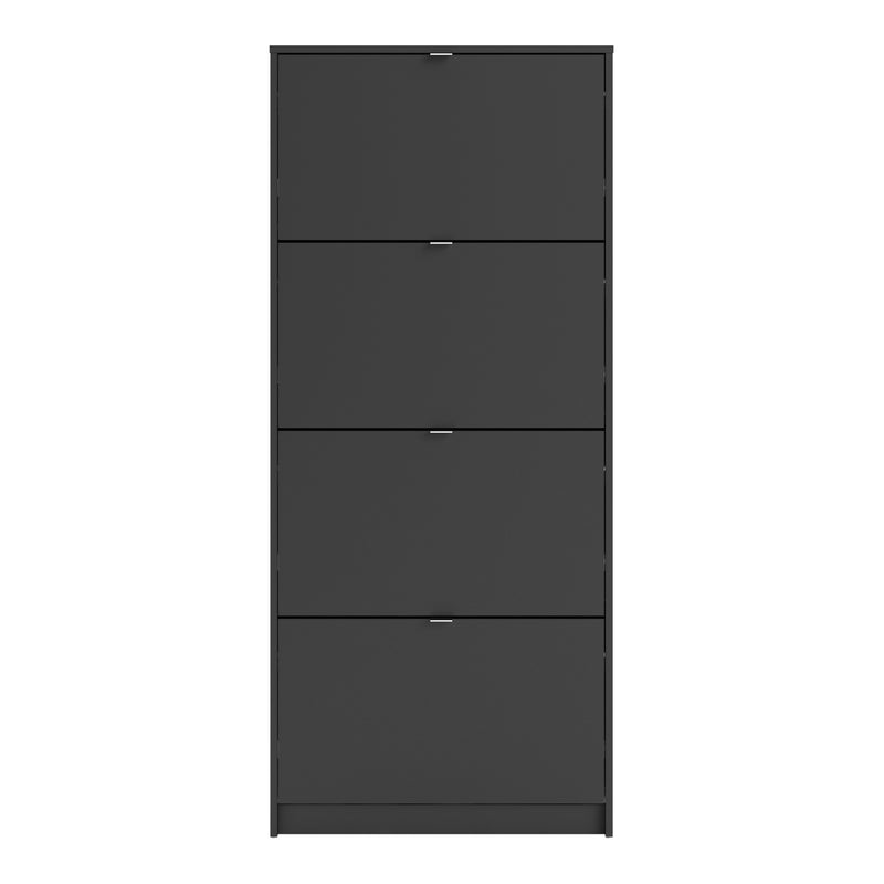 Shoes Shoe Cabinet 4 Flip Down Doors and 2 layers in Matt Black — side angle