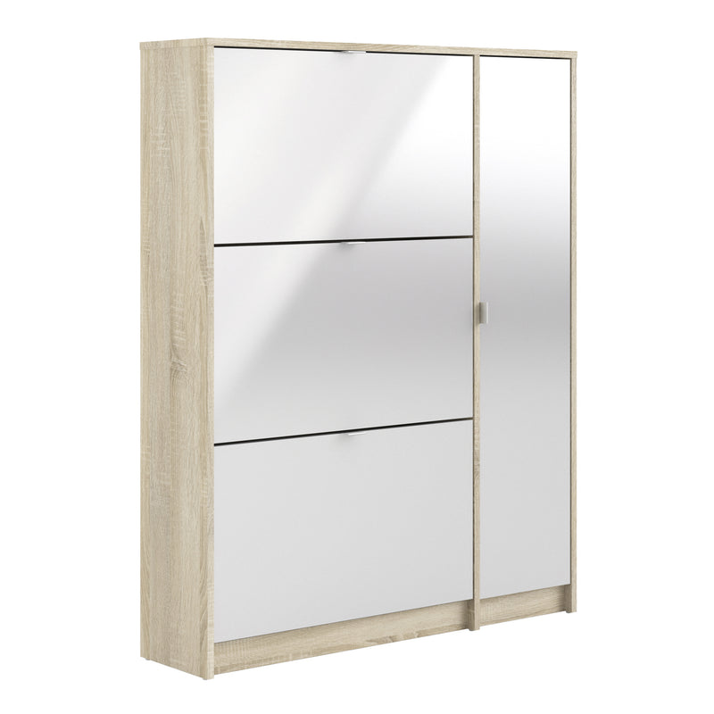 Shoes Shoe Cabinet 3 Flip Down Doors and 2 layers 1 Door Oak structure — front view