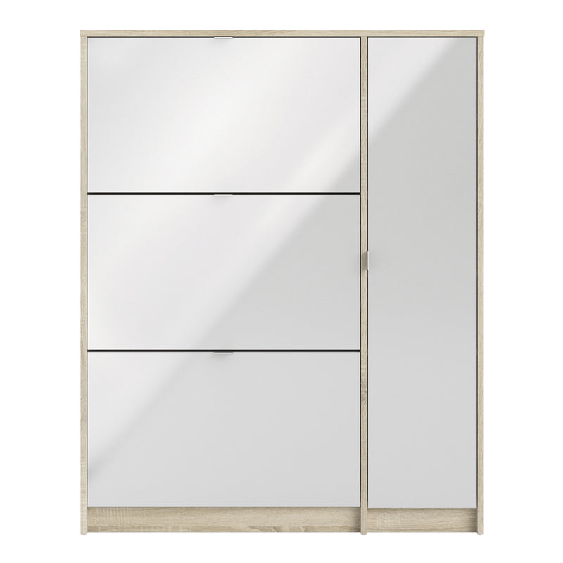 Shoes Shoe Cabinet 3 Flip Down Doors and 2 layers 1 Door Oak structure — side angle