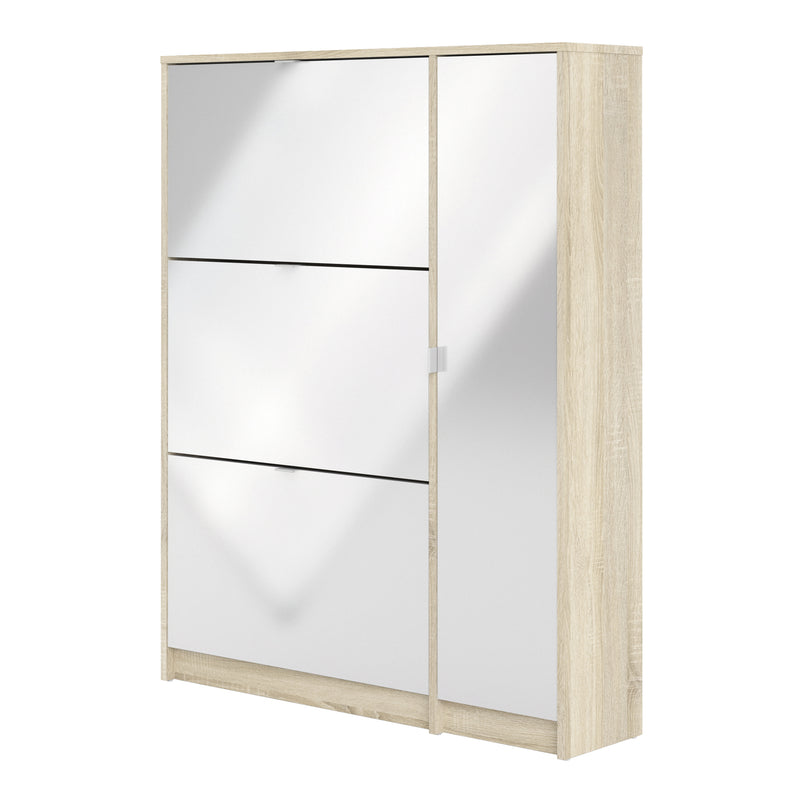 Shoes Shoe Cabinet 3 Flip Down Doors and 2 layers 1 Door Oak structure — detail view