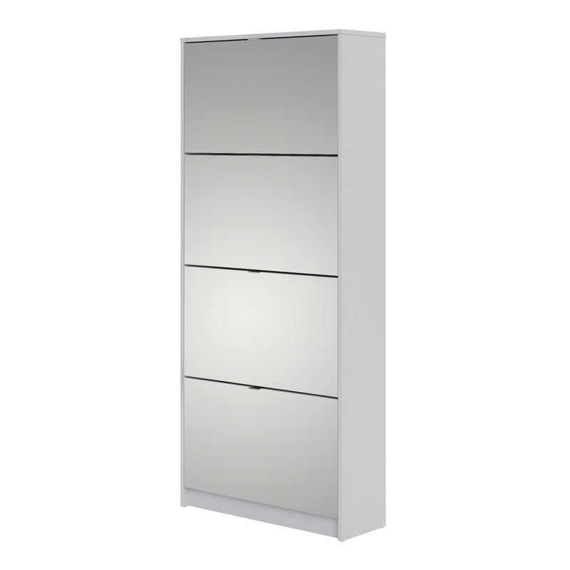 Shoes Shoe Cabinet 4 Flip Down Mirror Doors and 2 layers in White — detail view