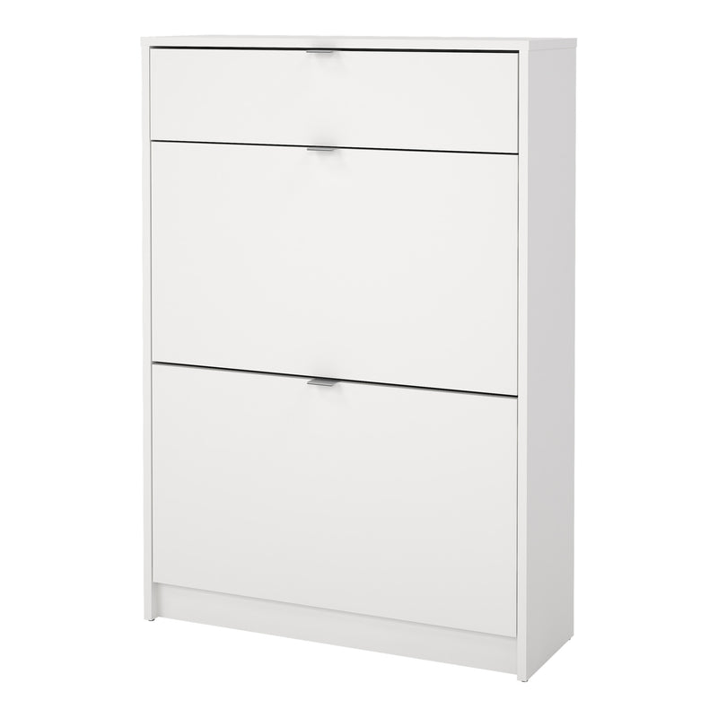 Shoes Shoe Cabinet 2 Flip Down Doors + 1 Drawer in White — detail view