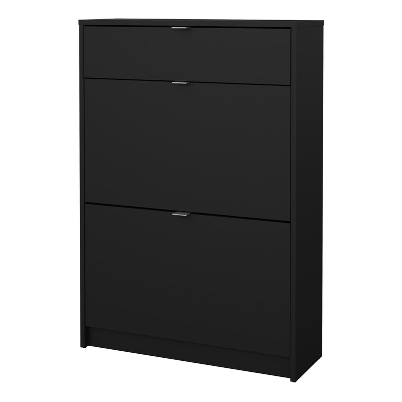 Shoes Shoe Cabinet 2 Flip Down Doors + 1 Drawer in Matt Black — detail view