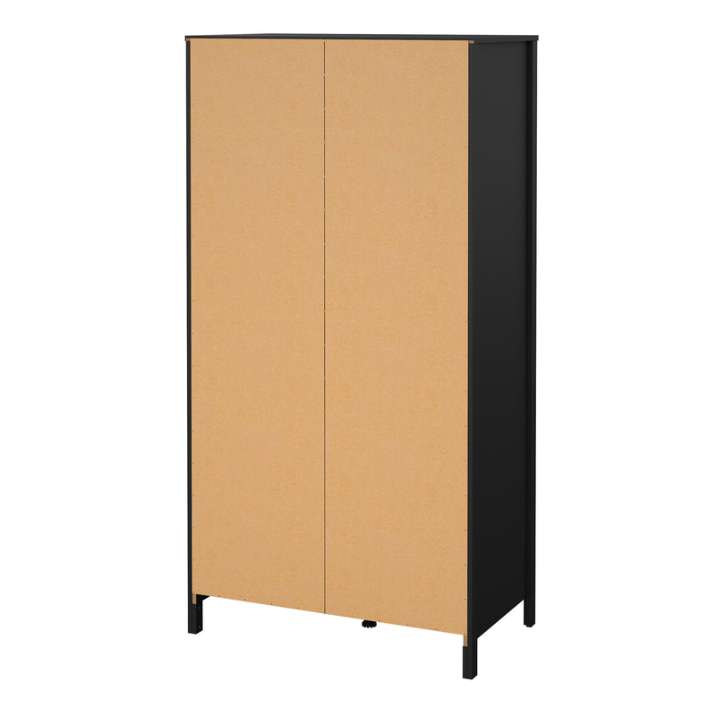 Barcelona Wardrobe with 1 Door 1 Mirror Door 2 Drawers in Matt Black — alternative angle