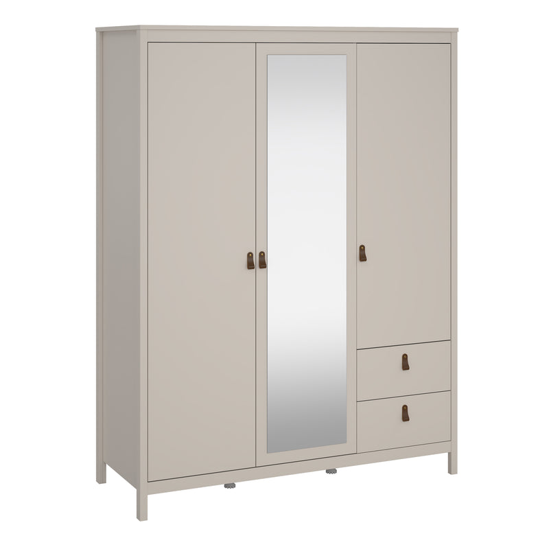 Barcelona Wardrobe with 2 Doors + 1 Mirror Door + 2 Drawers in Cashmere — front view