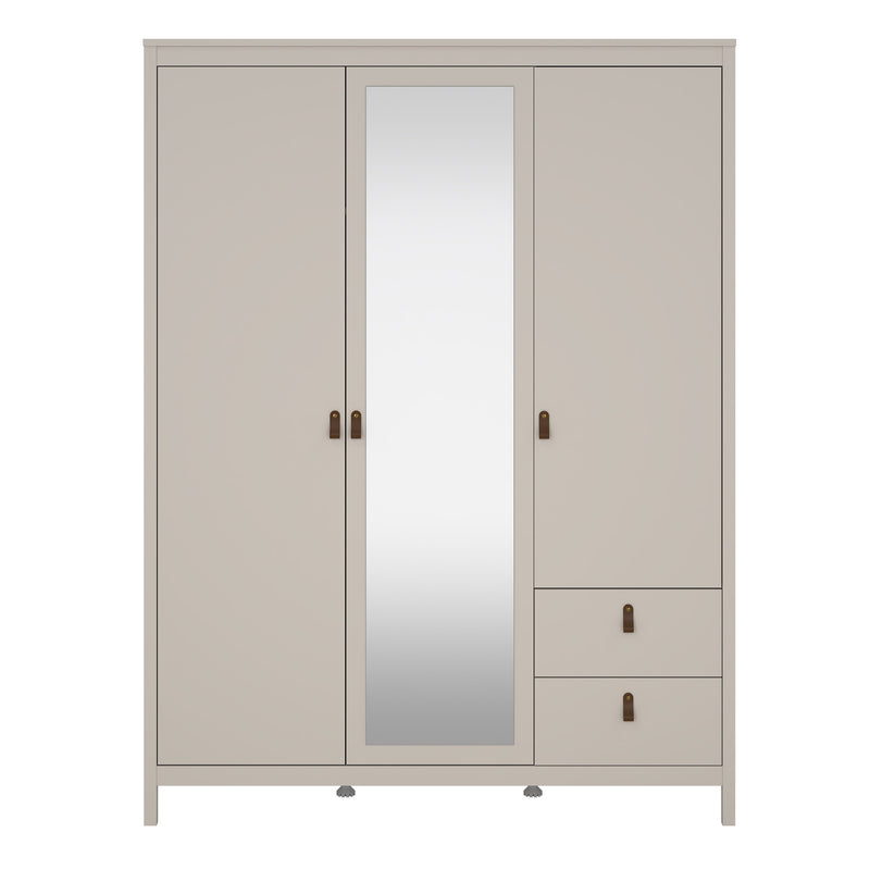 Barcelona Wardrobe with 2 Doors + 1 Mirror Door + 2 Drawers in Cashmere — detail view