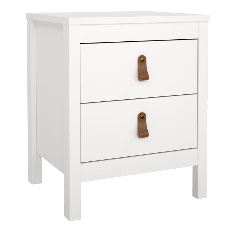 Barcelona Bedside Table 2 Drawers in White — front view