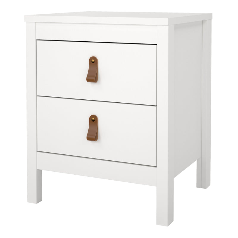 Barcelona Bedside Table 2 Drawers in White — detail view