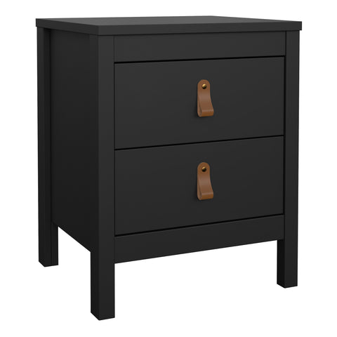Barcelona Bedside Table 2 Drawers in Matt Black — front view