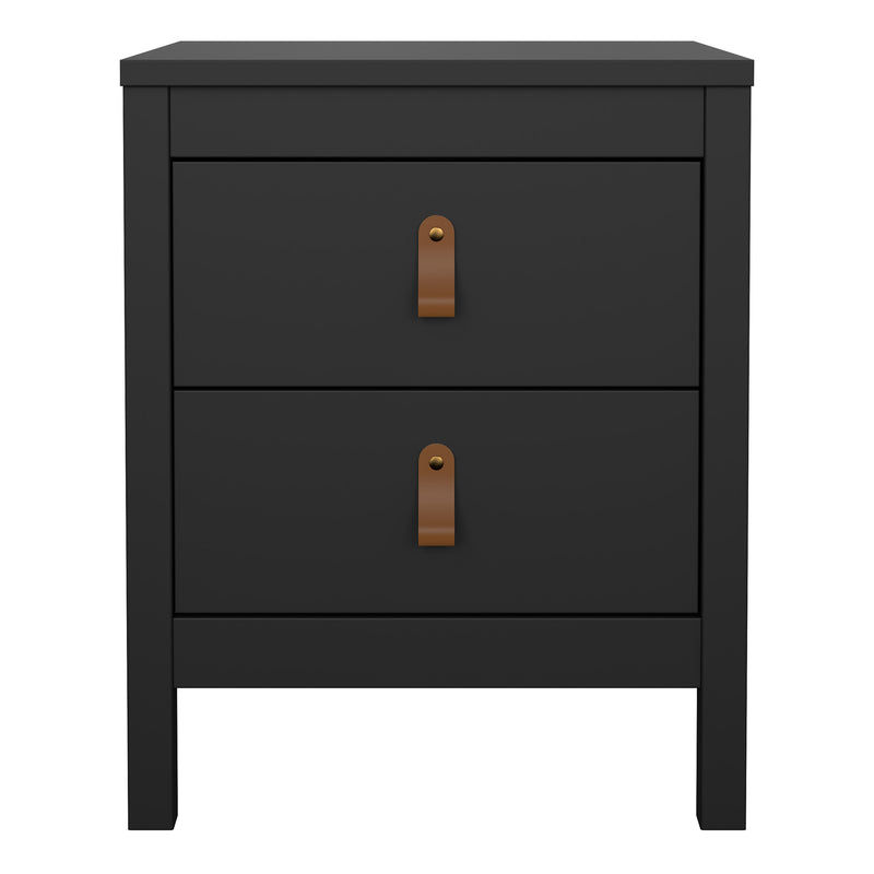 Barcelona Bedside Table 2 Drawers in Matt Black — side angle