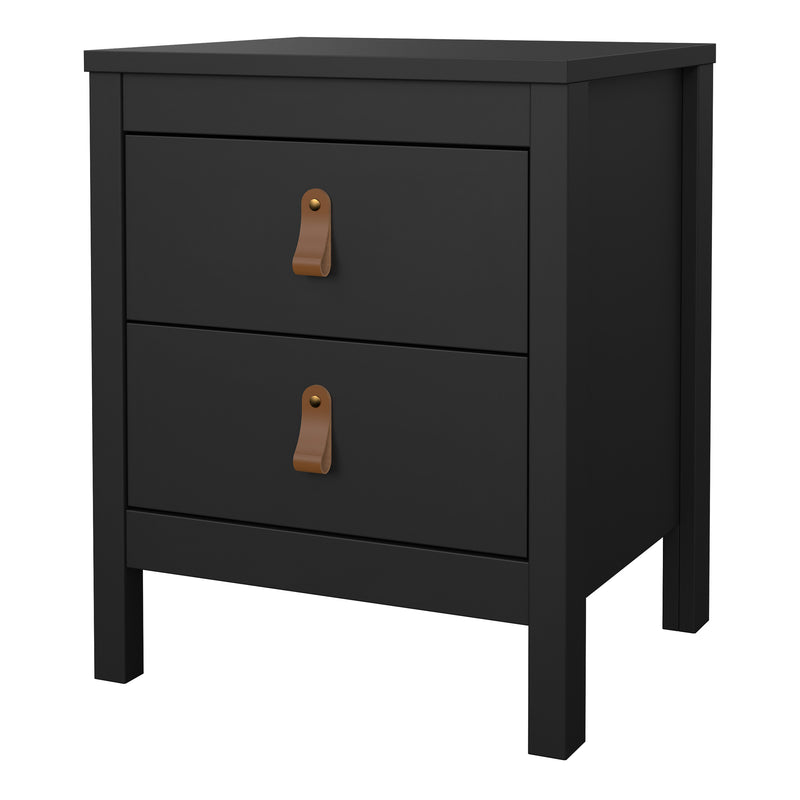 Barcelona Bedside Table 2 Drawers in Matt Black — detail view