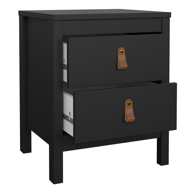Barcelona Bedside Table 2 Drawers in Matt Black — alternative angle