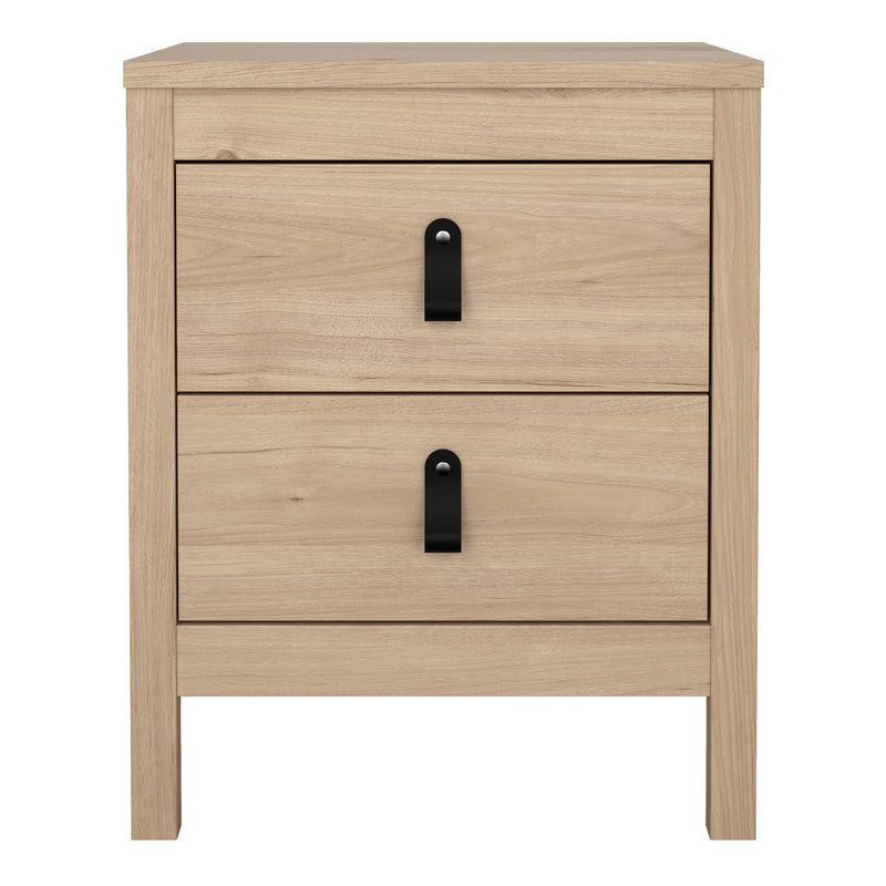 Barcelona Bedside Table 2 Drawers in Jackson Hickory Oak — side angle