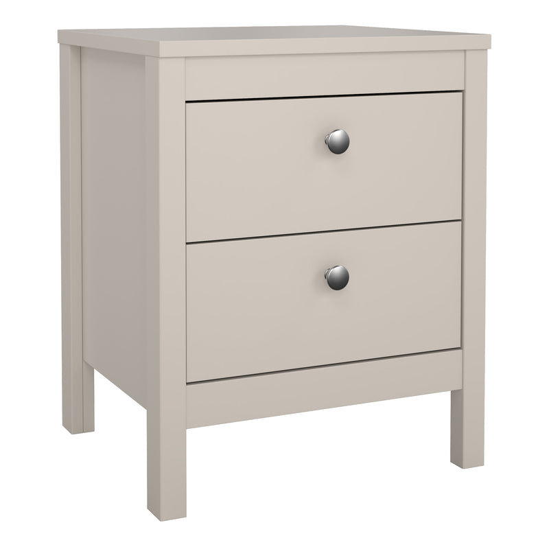 Barcelona Bedside Table 2 Drawers in Cashmere — side angle