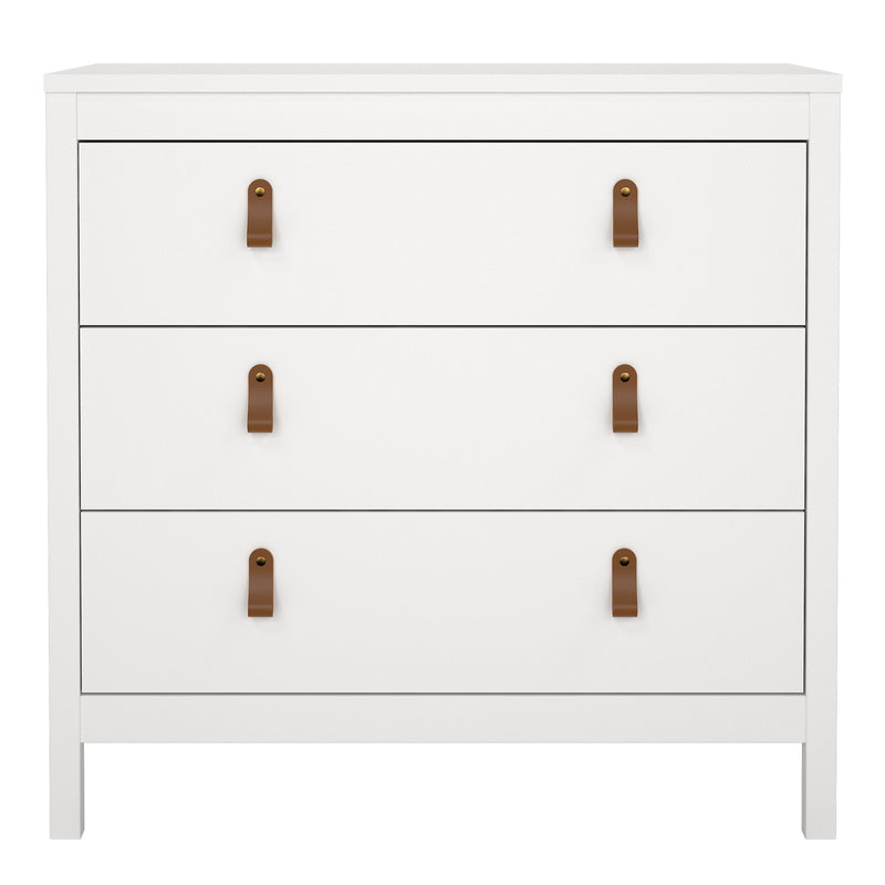 Barcelona Chest 3 Drawers in White — side angle