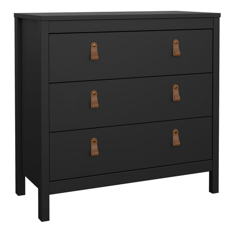 Barcelona Chest 3 Drawers in Matt Black — front view