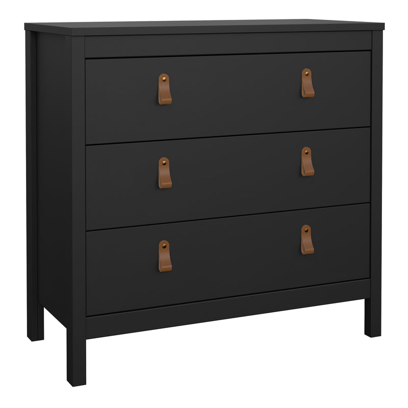 Barcelona Chest 3 Drawers in Matt Black — front view