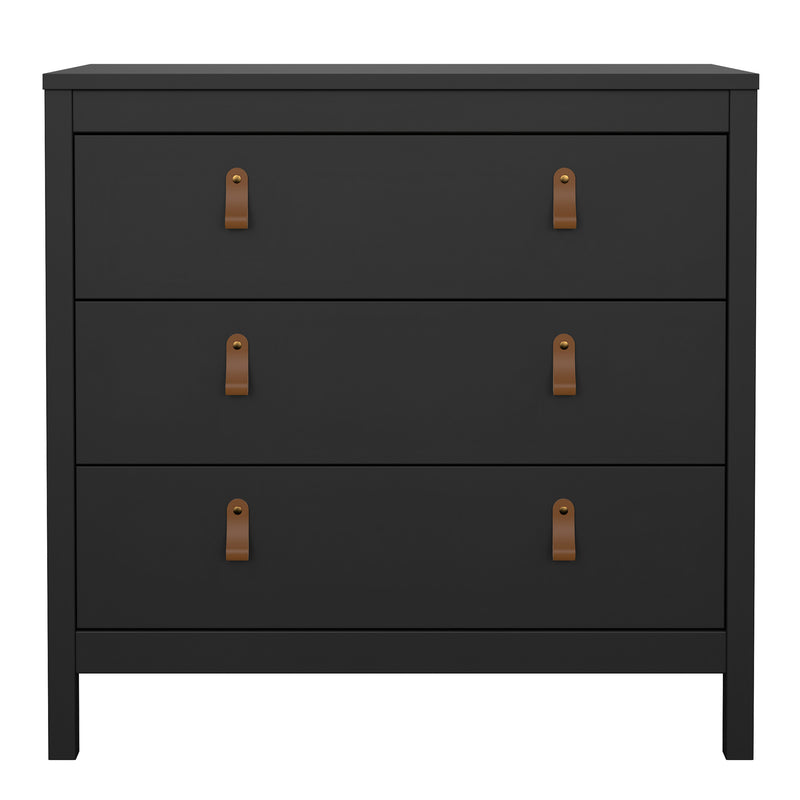 Barcelona Chest 3 Drawers in Matt Black — side angle