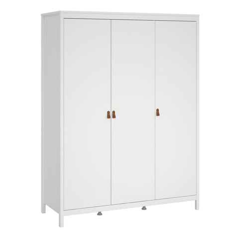 Barcelona Wardrobe with 3 Doors in White — front view