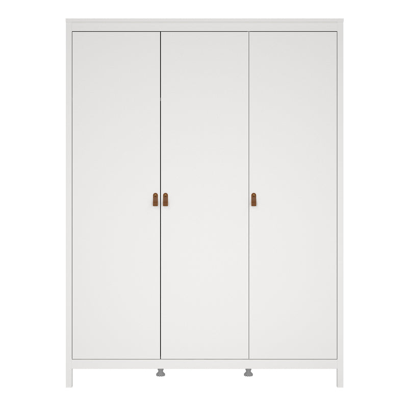 Barcelona Wardrobe with 3 Doors in White — side angle