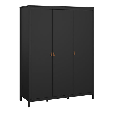 Barcelona Wardrobe with 3 Doors in Matt Black — front view